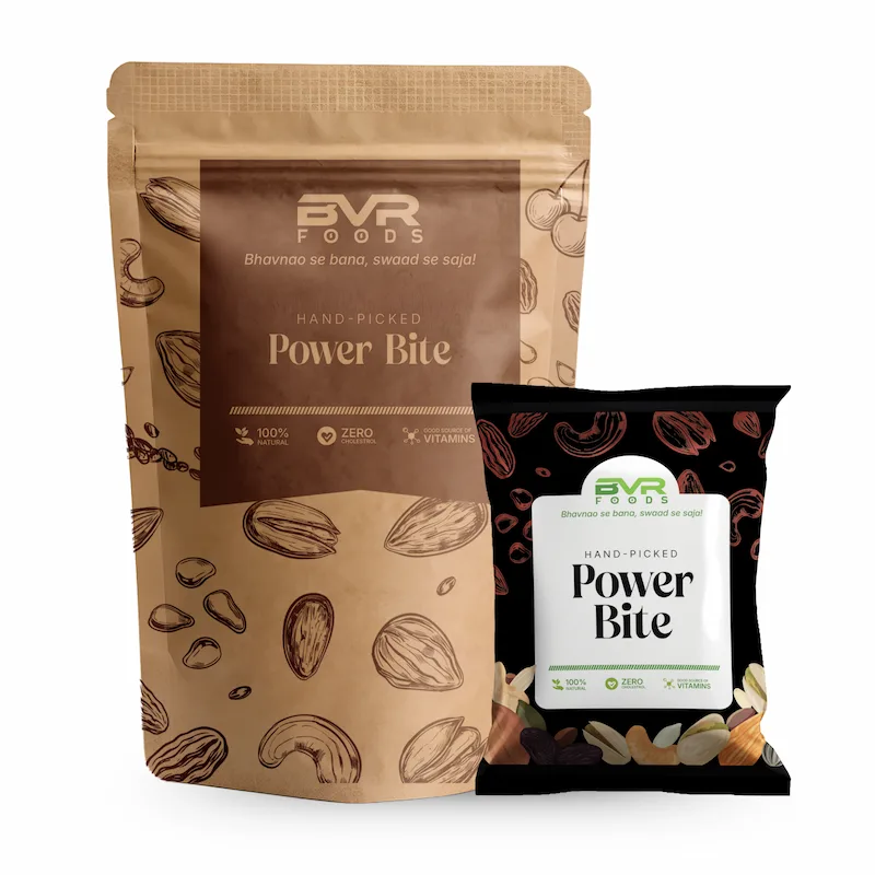 BVR Foods Power Bite Seeds & Dry Fruits Mix  – Protein-Rich Pre/Post Workout Trail Mix | Almonds Pumpkin Seeds Raisins | Plant-Based Clean Energy Snack
