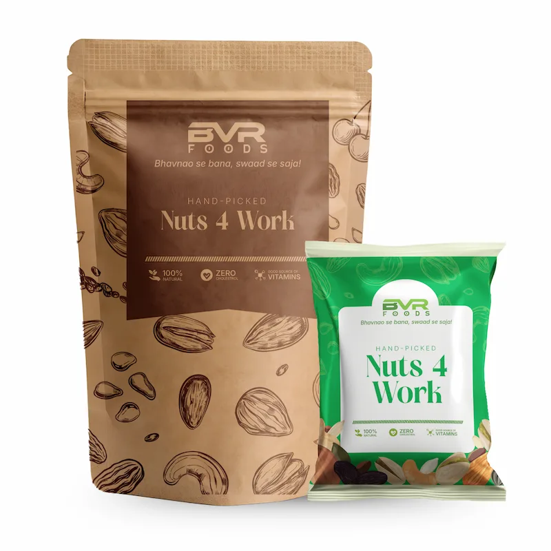 BVR Foods Nuts4Work Dry Fruit Mix – Almonds Cashews Raisins | Omega-3 & Vitamin E Rich | Stress Relief & Focus Booster Snack