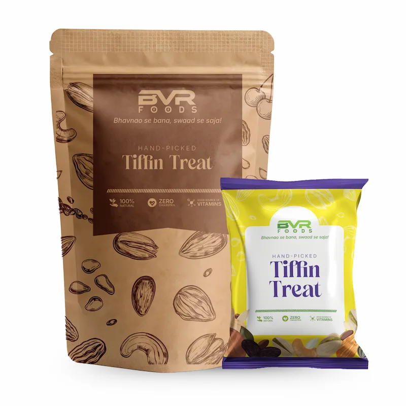 BVR Foods Tiffin Treat Dry Fruit Mix – Almonds Cashews Black Raisins Cherries | Vitamin E & Fibre Rich | Healthy Break-Time Snack