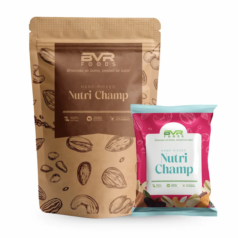 BVR Foods NutriChamp Smart Snack Mix for Kids –Almonds Raisins Pumpkin & Sunflower Seeds | Tiffin-Ready | Protein-Rich | No Added Sugar